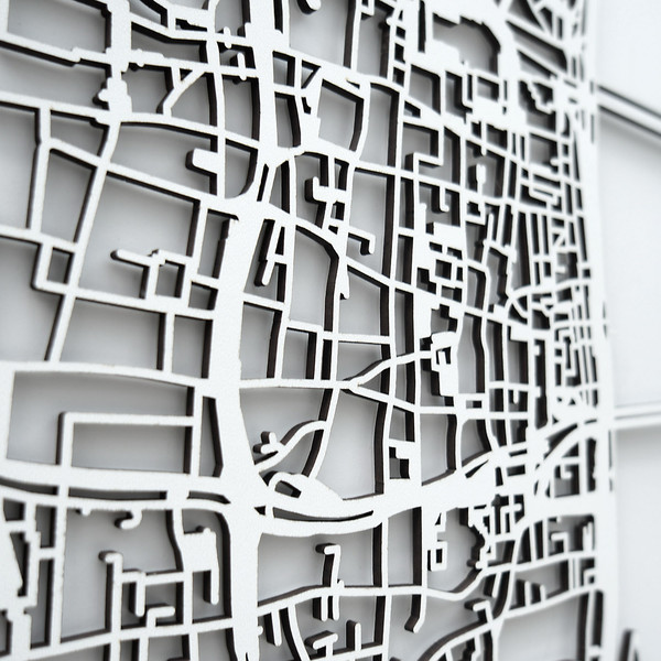 Stadtplan "Dresden" in Holz geschnitten WEISS kleine Variante